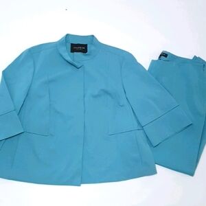 Lafayetter 148 Turqouise Calypo Coat and Pants set